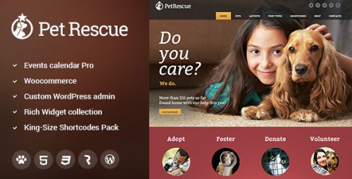 Pet Rescue – Animals and Shelter Charity WP Theme