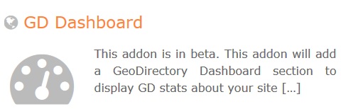 GeoDirectory – GD Dashboard